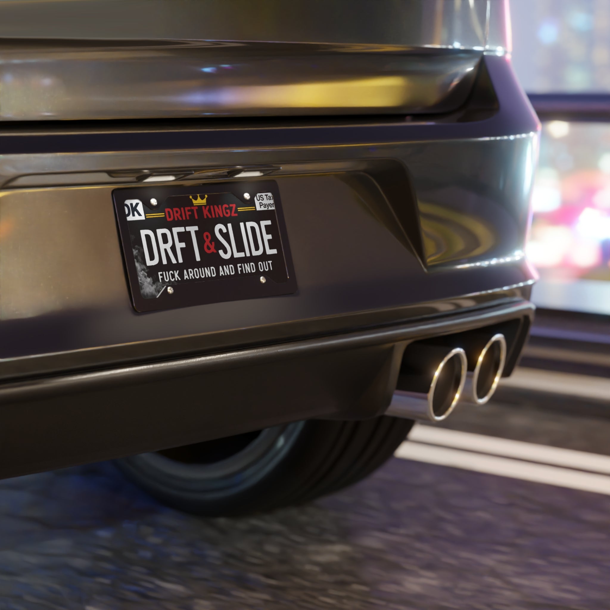 #1 Drift Kingz “DRFT & SLIDE” Novelty License Plate – FAFO Drift Plate